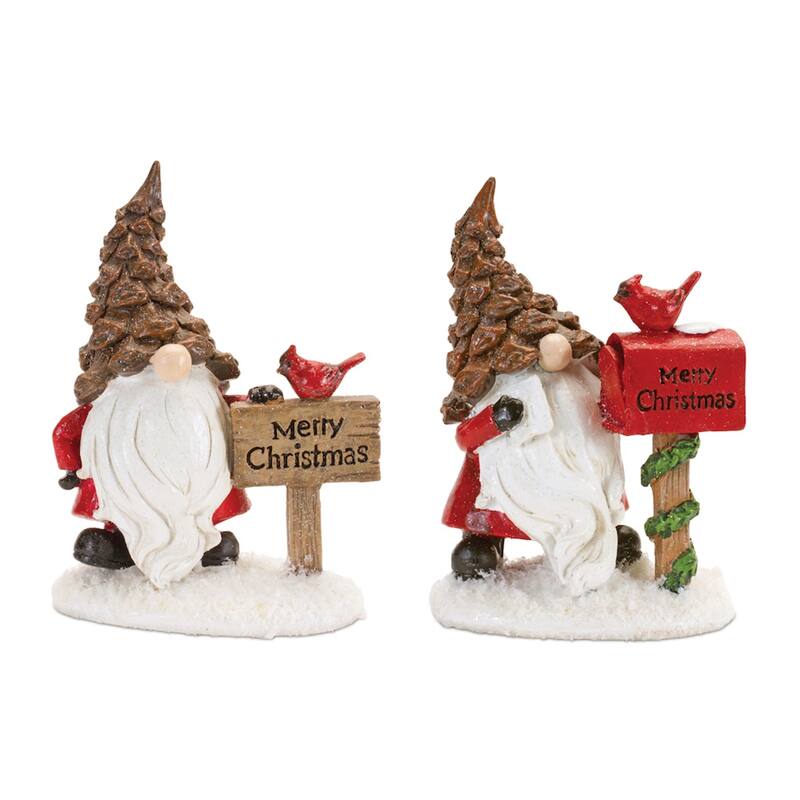 Whimsical Santa Gnome Christmas Figurine - 5.5" - Set of 4