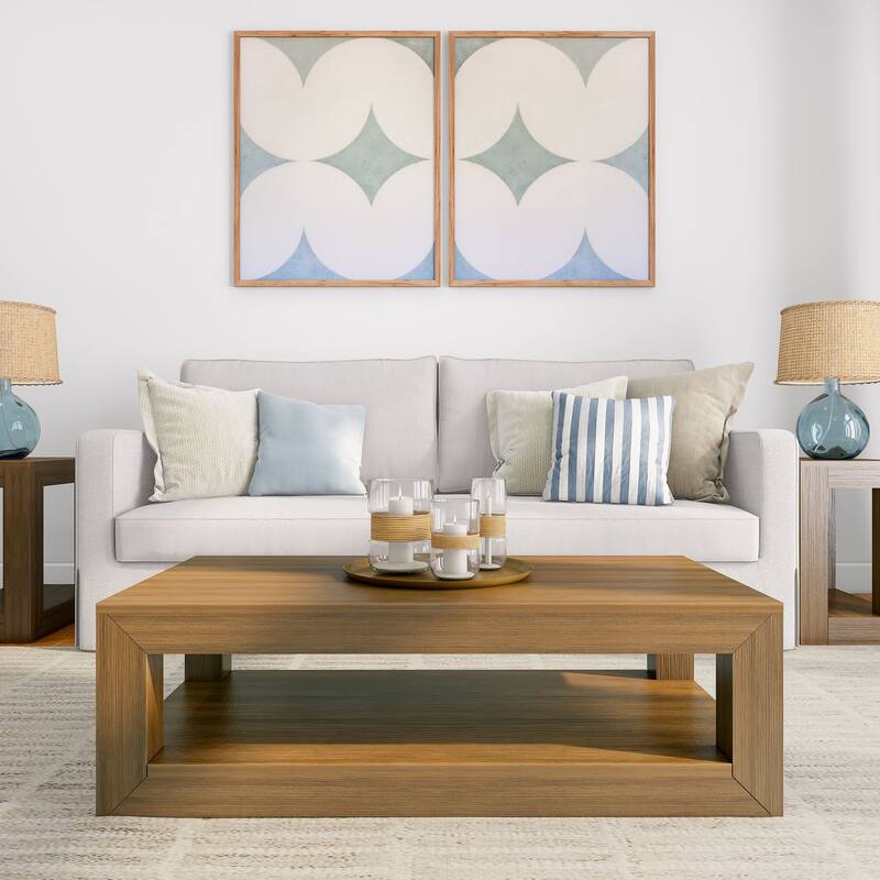 Plank and Beam Modern Rectangular Coffee Table with Shelf