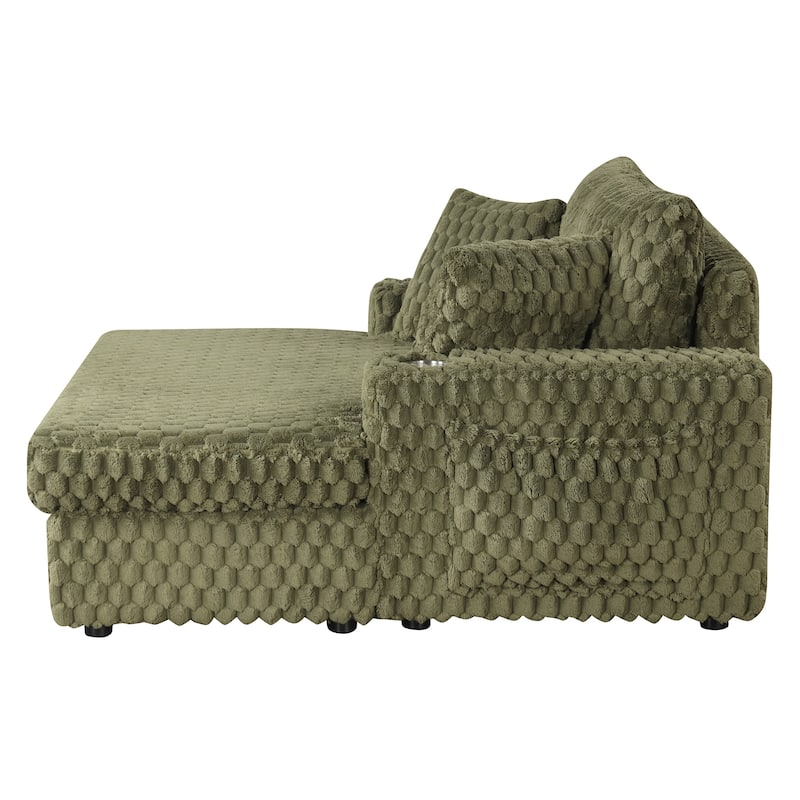 Modern Soft Indoor Chaise Lounge Couch Sofa Bed with Pillows