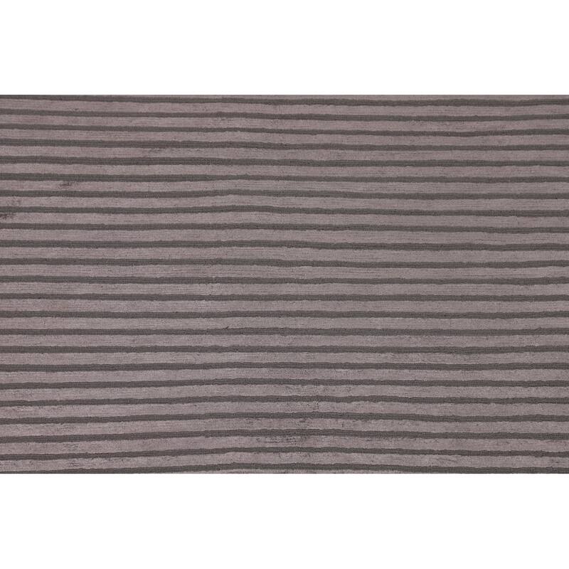All-Over Striped Nepalese Oriental Area Rug Handmade Wool Carpet - 8'1" x 9'8"