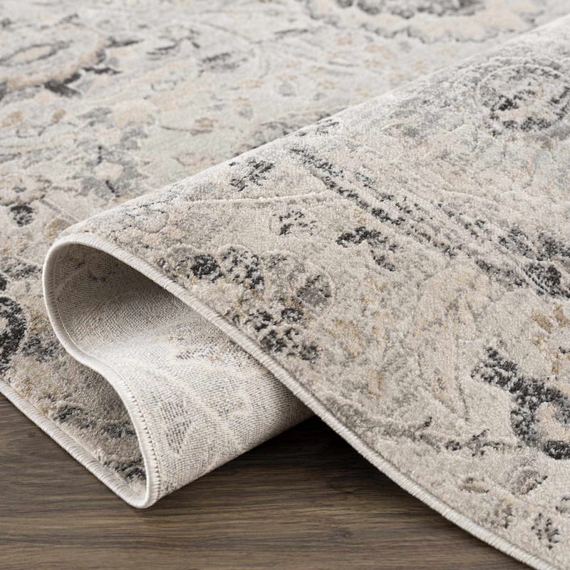 Hauteloom Erbacon Living Room, Bedroom Area Rug - Beige, Black, Charcoal - 2' x 2'11"