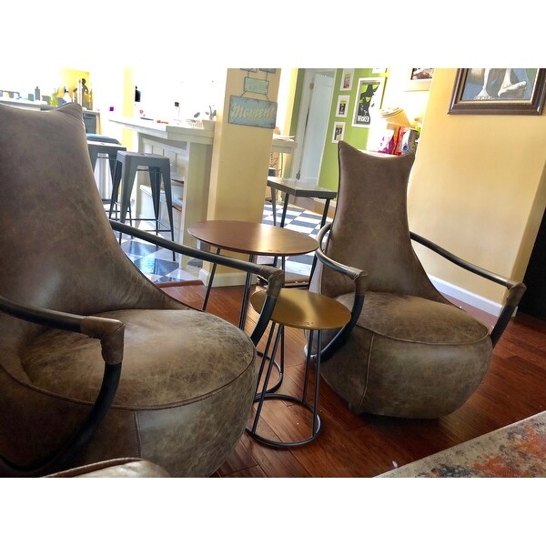 Aurelle Home Pilot Rustic Vintage Brown Leather Accent Chair On Sale Overstock 9531052