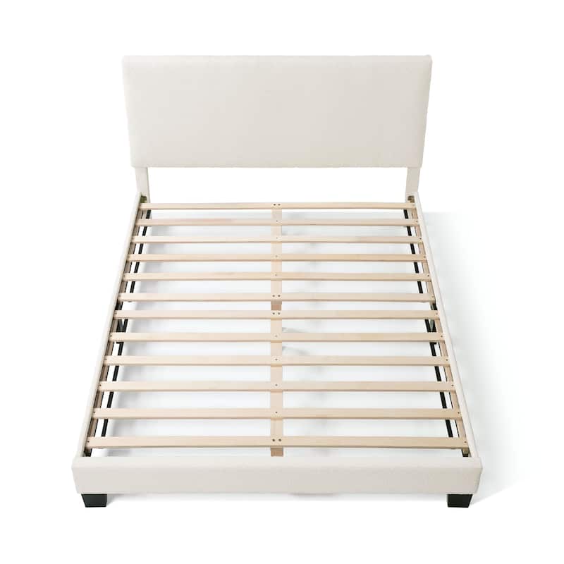 Furniture of America Gail Modern White Boucle Adjustable Queen-Size Platform Bed