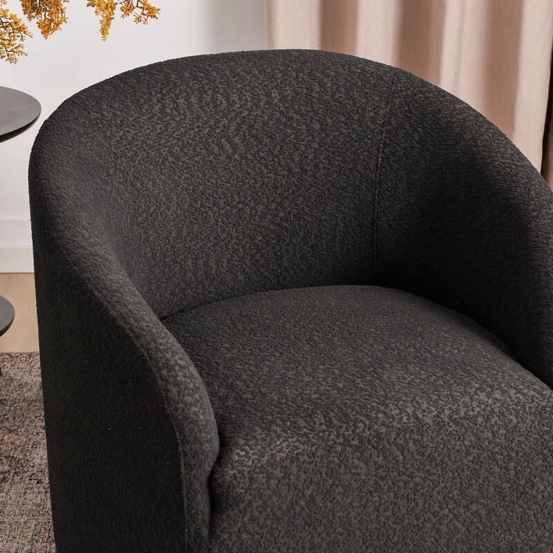 KINWELL 32"W Boucle Upholstered Swivel Barrel Armchair (Set of 2)