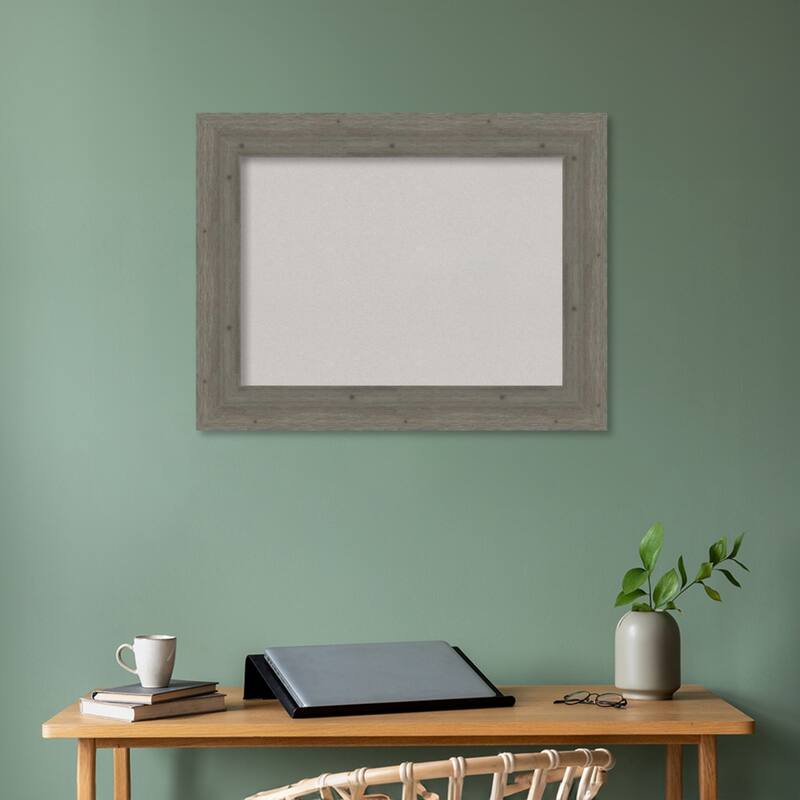 Fencepost Grey Wood Framed Grey Corkboard Bulletin Board
