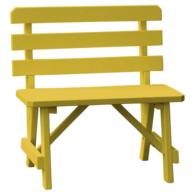 Pine 3' Traditional Backed Bench - Canary Yellow