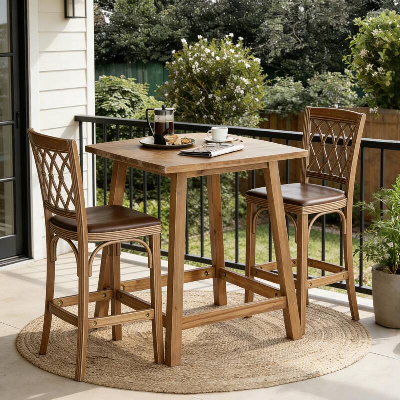 Solid Wood Bar Table, 31. 5 Inch Small Square Pub Bistro Table