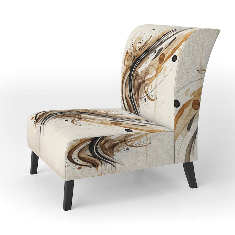 Designart "Brown And Black Movement I" Upholstered Modern & Contemporary Accent Chair and Modern & Contemporary Arm Chair
