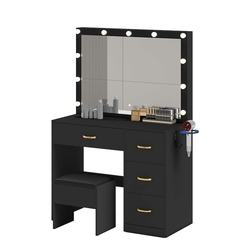 Moasis 35" Mirror Bulbs Makeup Vanity Table