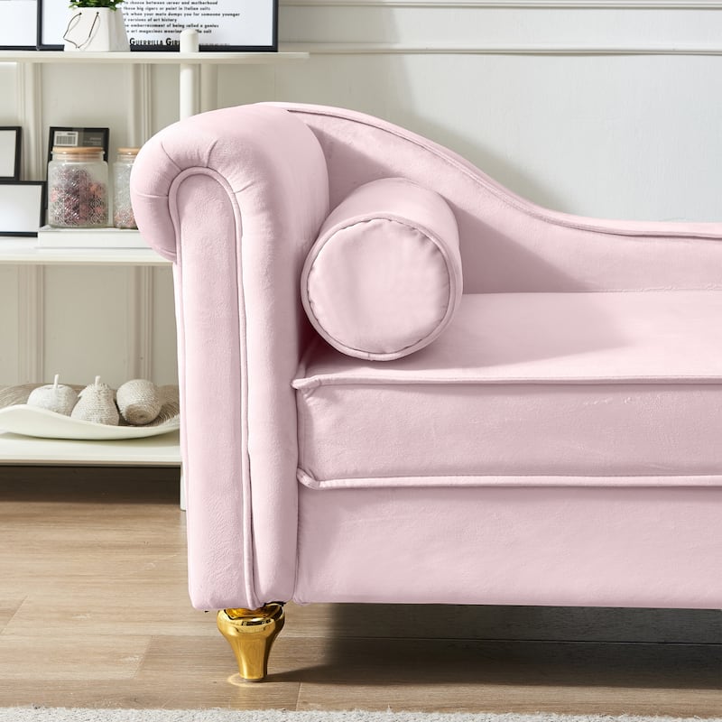 Pink 60.6" Velvet Chaise Lounge Chair