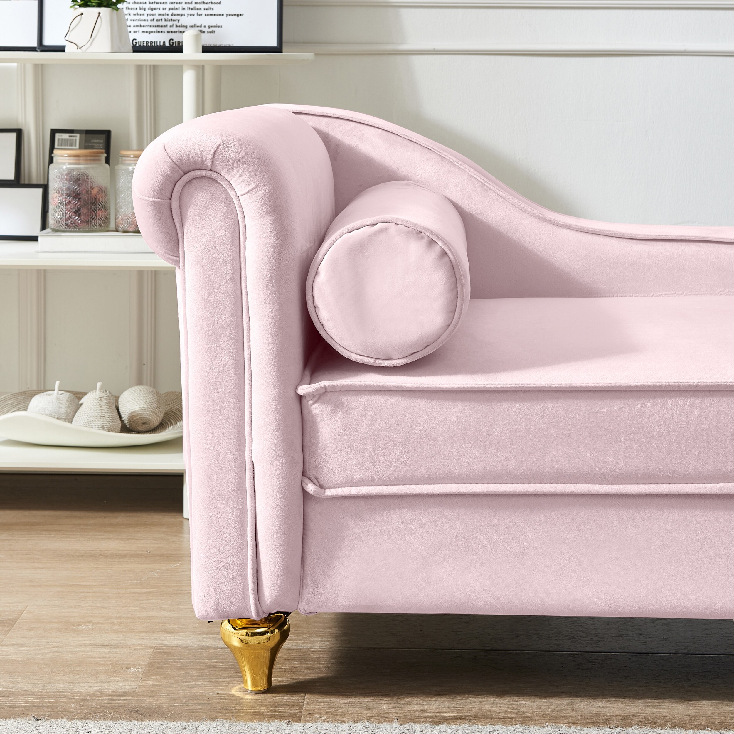 Blush velvet hotsell chaise lounge