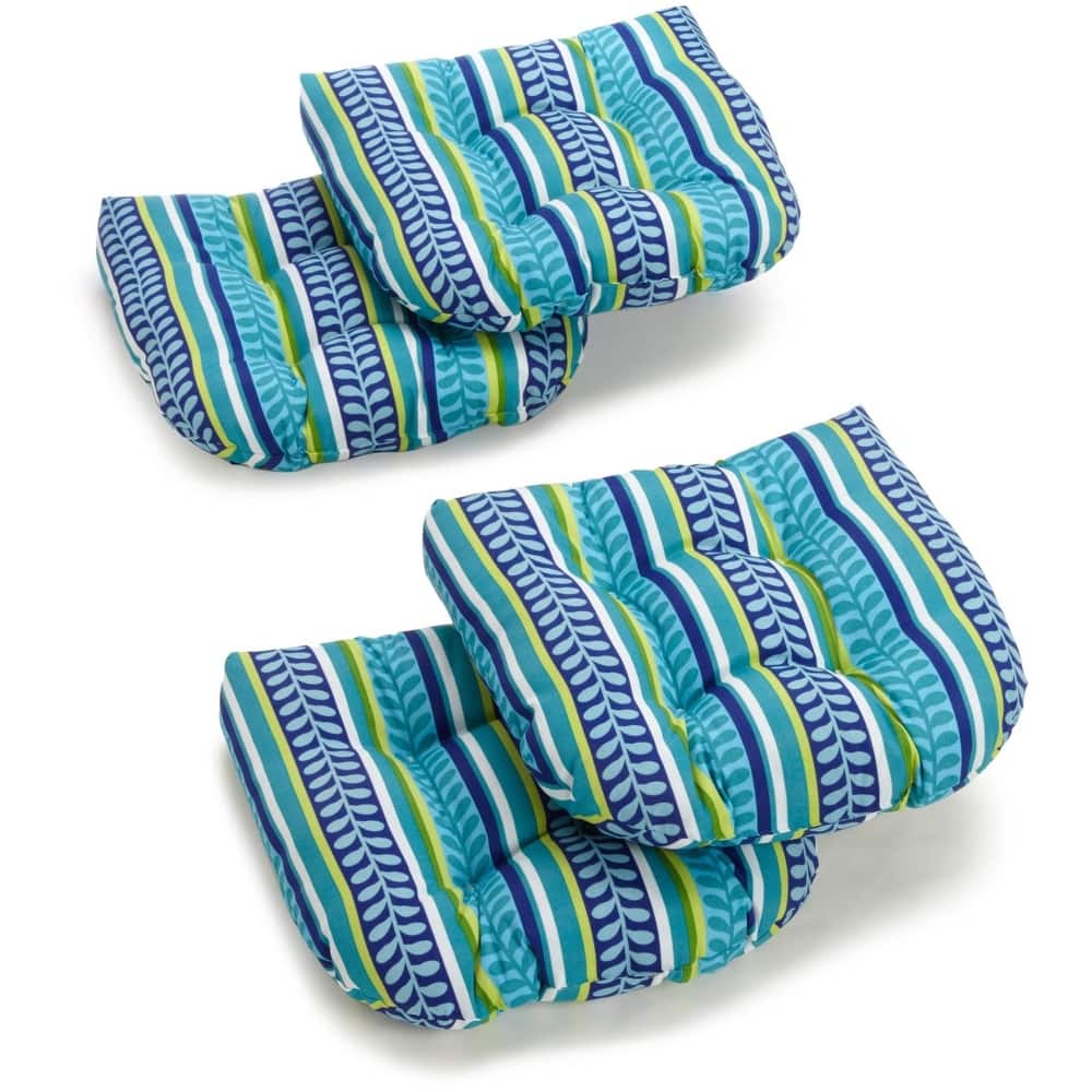 19-inch Rounded Back Tufted Indoor/Outdoor Chair Cushions (Set of 4) - 19" x 19"