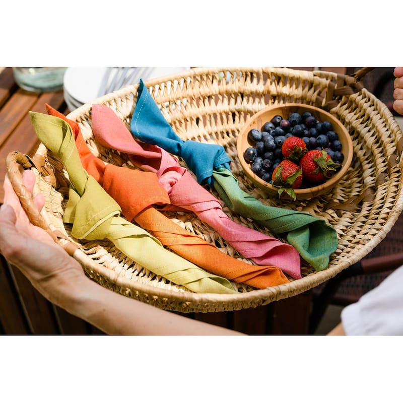 CHIC Banded Napkins by Sustainable Threads | 100% Cotton | Handmade | Fairtrade | 16x16 inch (Set of 4) - 16"x16"