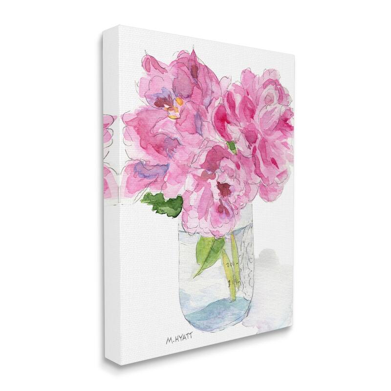 Stupell Pink Peonies in Classic Canning Jar Canvas Wall Art - 30 x 40
