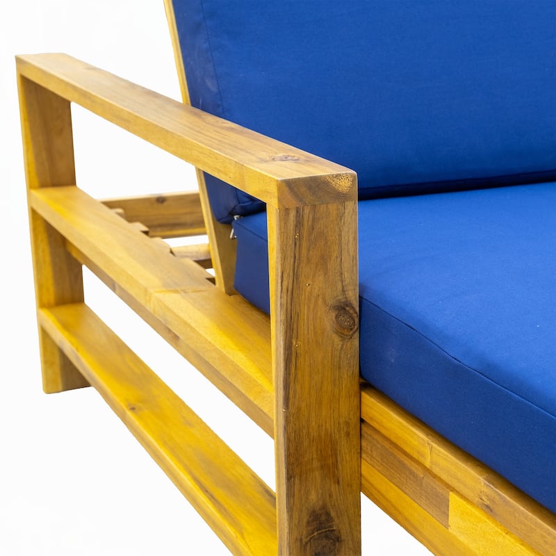 Acacia Wood Adjustable Backrest Outdoor Lounge Chair