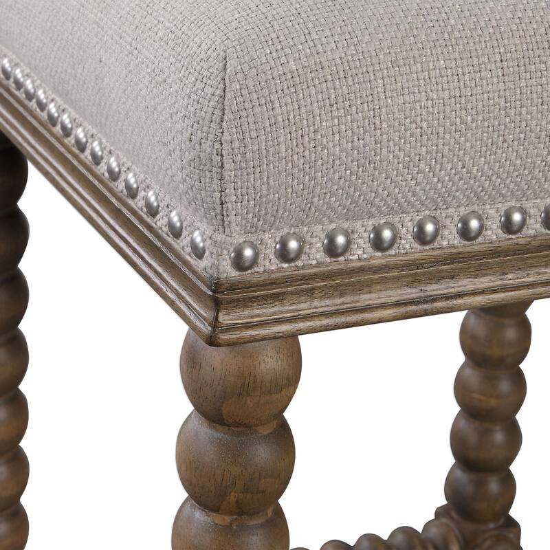 Uttermost Pryce 15" Wide Wooden Upholstered Counter Stool with