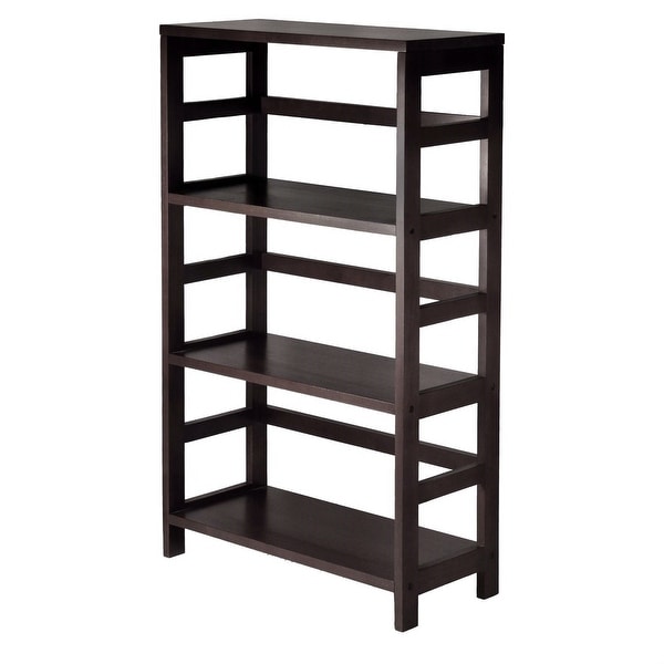 Wide 3 Shelf Modern Shelving Unit in Espresso Wood Finish 11.2 x