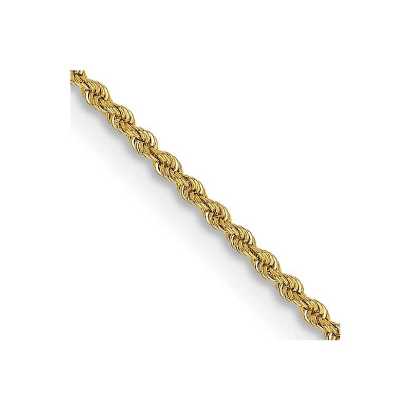 Curata 10k Yellow Gold 2mm Regular Rope Chain Necklace for Men (Lobster)