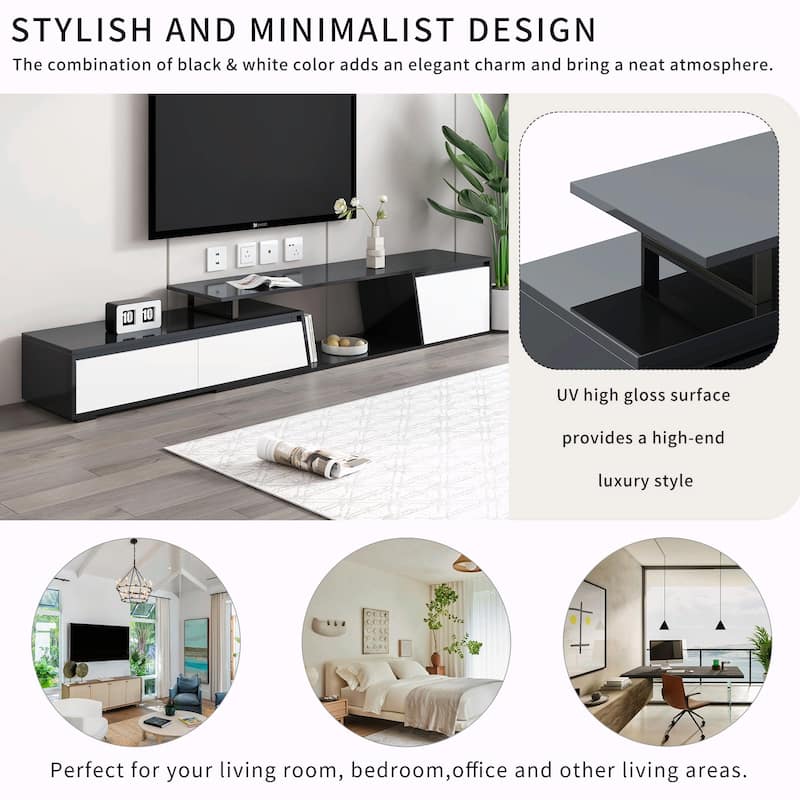 Modern Rectangle TV Stand with Drawers and Cabinet