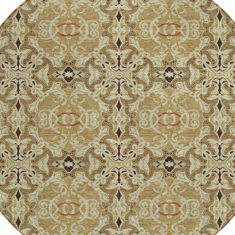 HomeRoots Medallion Transitional Rectangle Outdoor Rug