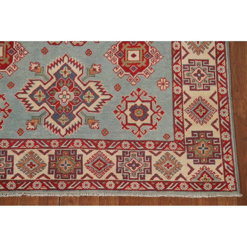 Blue Kazak Oriental Area Rug Handmade Wool Carpet - 4'10" x 6'6"