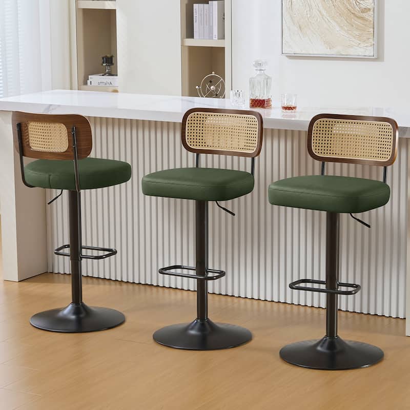 Adjustable Height Swivel Bar Stools with Back and Footrest - 17.7"W x 15.75"D x 35"-42.9"H