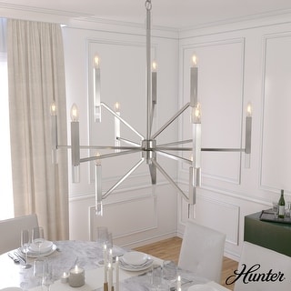 Hunter Sunjai 12-Light 3-Tier Candle Chandelier - Contemporary, Glam, Geometric