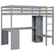 preview thumbnail 5 of 16, Twin Size Loft Bed with L-shaped Desk, Wardrobe and Storage Shelves, Grey