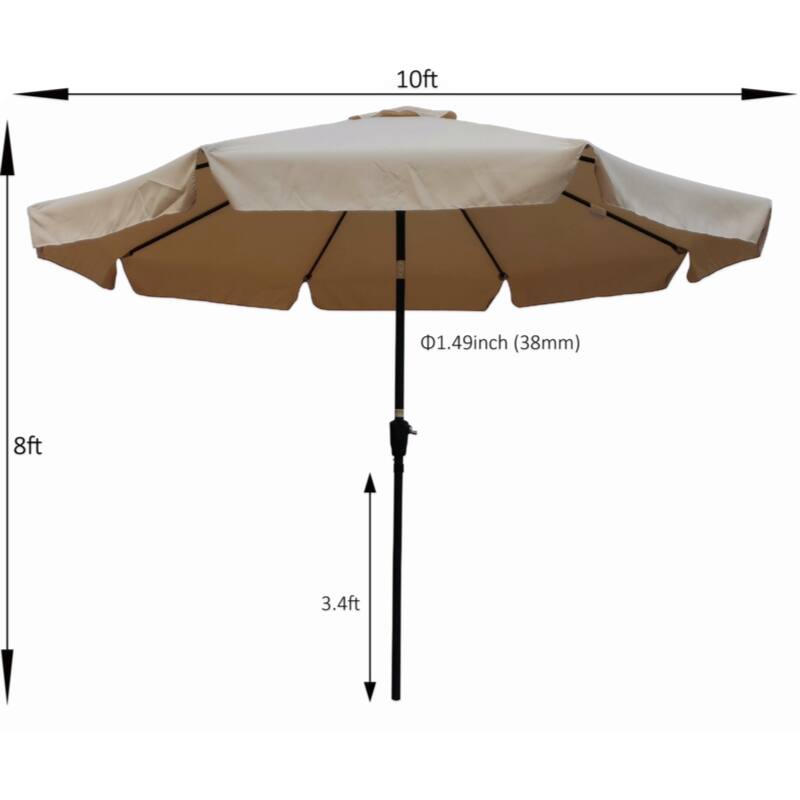10 ft Patio Umbrella Market Table Round Umbrella Outdoor Garden with Crank and Push Button Tilt