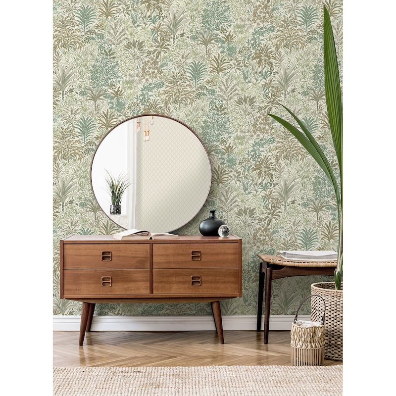Fine Decor Meilani Green Palm Landscape Wallpaper