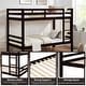 preview thumbnail 25 of 41, Twin over Twin Wooden Bunk Bed,High Guardrail,Ladder,Kids Teens,Dorm