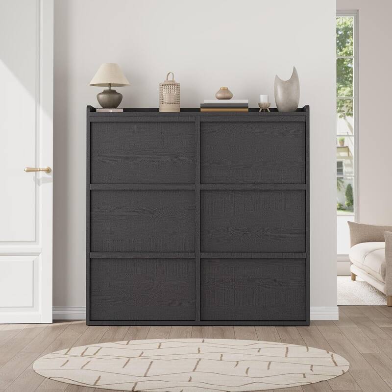 Narrow Shoe Cabinet Organizer with 6 Flip Drawers for Entryway, Hallway, Living Room