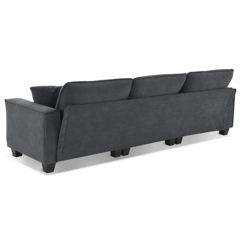 Grey 100" L-Shaped Convertible 4-Seat Sofa