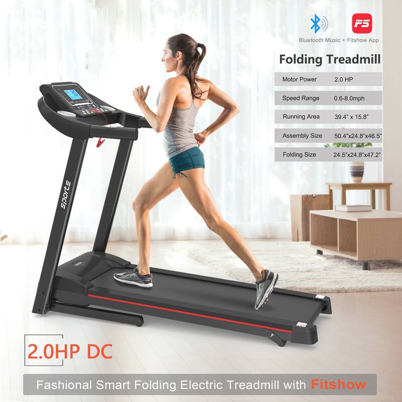 2.5HP Home Foldable Treadmill with Incline, Folding Treadmill for Home Workout, Electric Walking Running Treadmill Machine