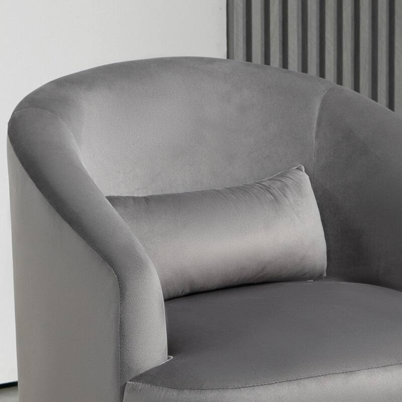 Accent Chair with Barrel-shaped Design and 360 Degree Swivel Feature