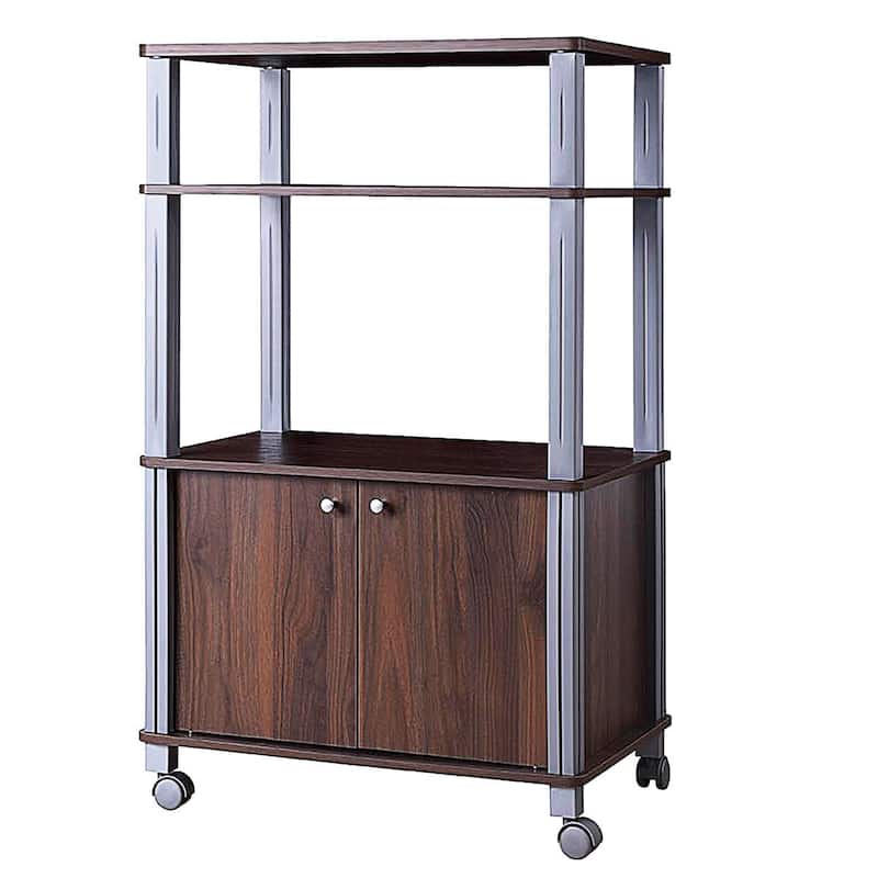 Gymax Bakers Rack Microwave Stand Rolling Storage Cart - 23.5''x15.5''x38.5''