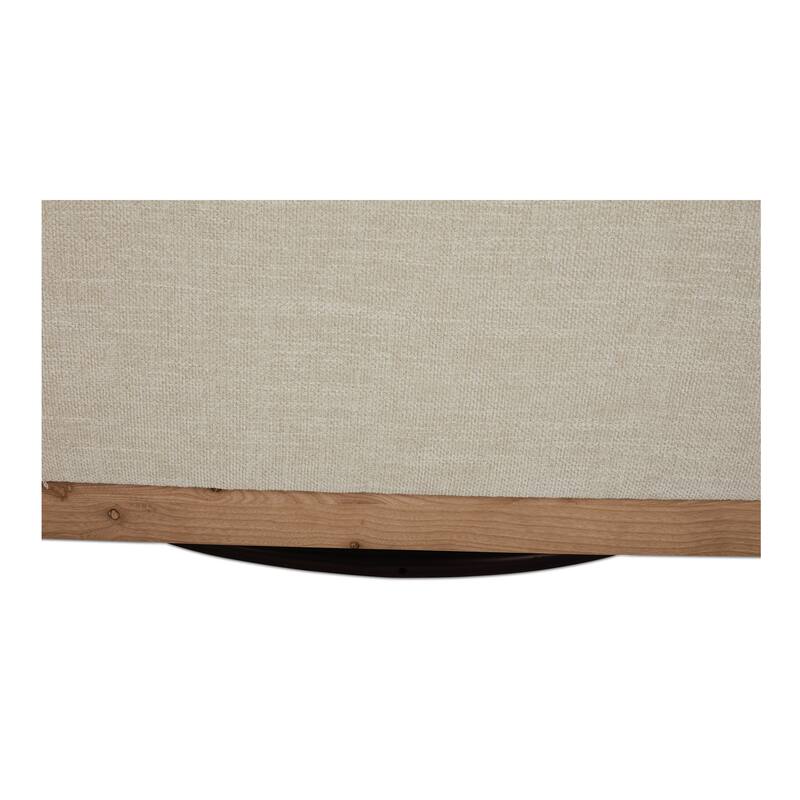 NADAAL STUDIOS Oriana Swivel Chair, Rustic Curved Barrel Back, High-Density Foam, Soft Beige