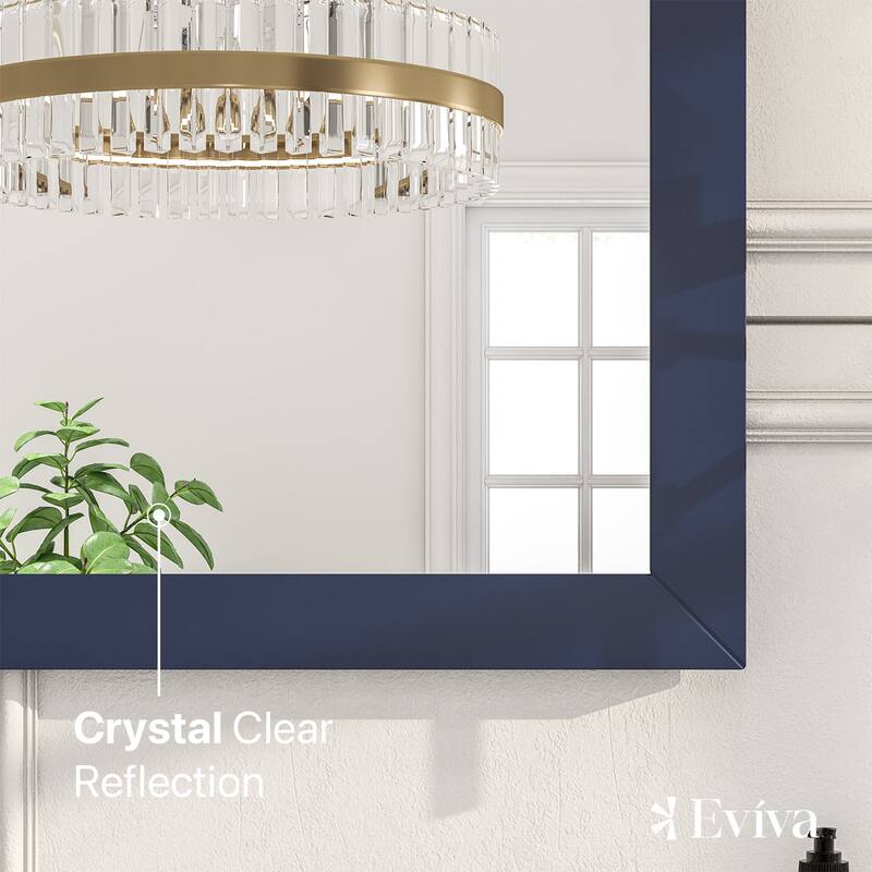 Eviva Acclaim 42" x 30" Rectangular Blue Wooden Framed Mirror
