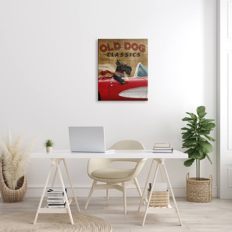 Stupell Old Dog Classics Scottish Terrier Cigar Sports Car Canvas Wall Art - Red