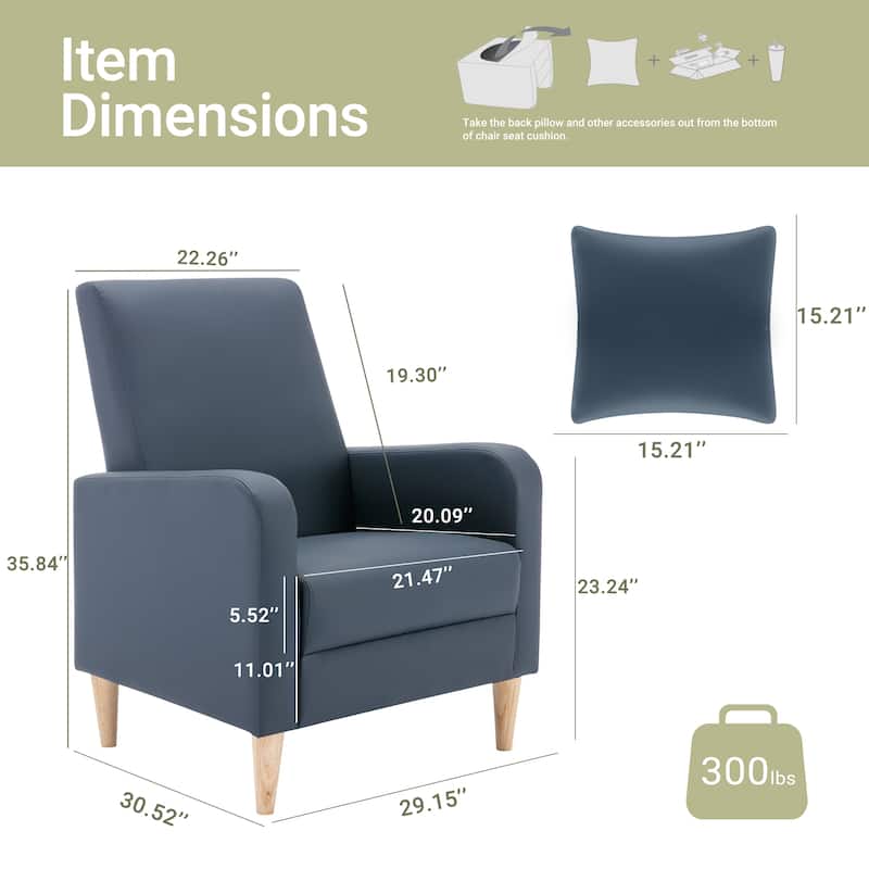 Fabric/Leather Modern Accent Chairs with Lounge Seat