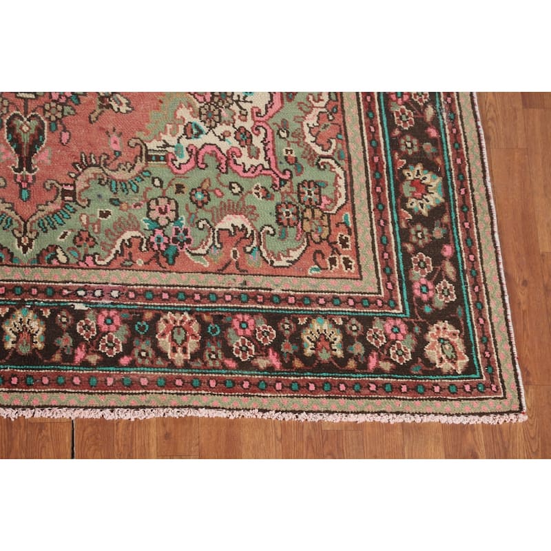 Hamedan Persian Vintage Area Rug Hand-Knotted Wool Carpet - 6'8" x 9'7"