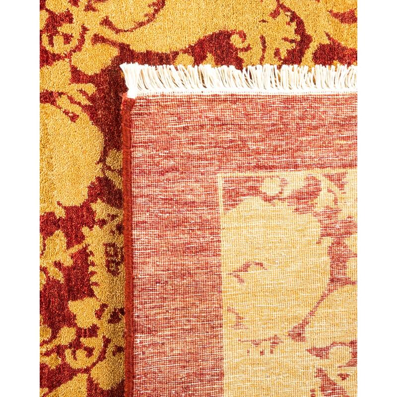 Overton Hand Knotted Wool Traditional Abstract Red Area Rug - 4' x 6'