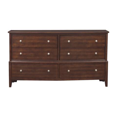 Wooden Dresser with Natural Grain Texture Finish and 6 Drawers, Brown