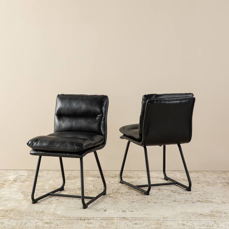 Glitzhome Set of 4 Modern Thick Soft Leatherette Metal Legs Bar Stools