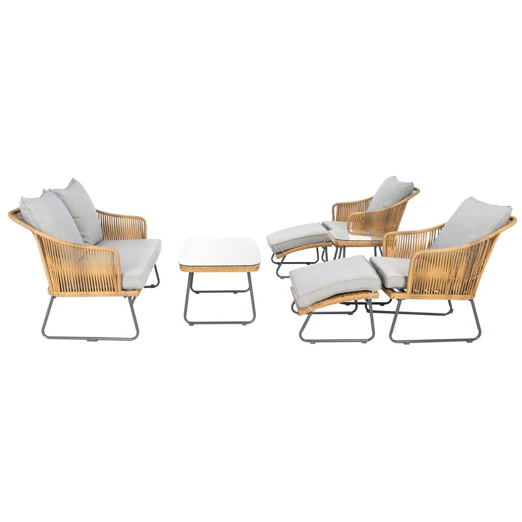 SAFAVIEH Outdoor Living Lonra 7-piece Lounger Set - 48"W x 29"D x 32"H