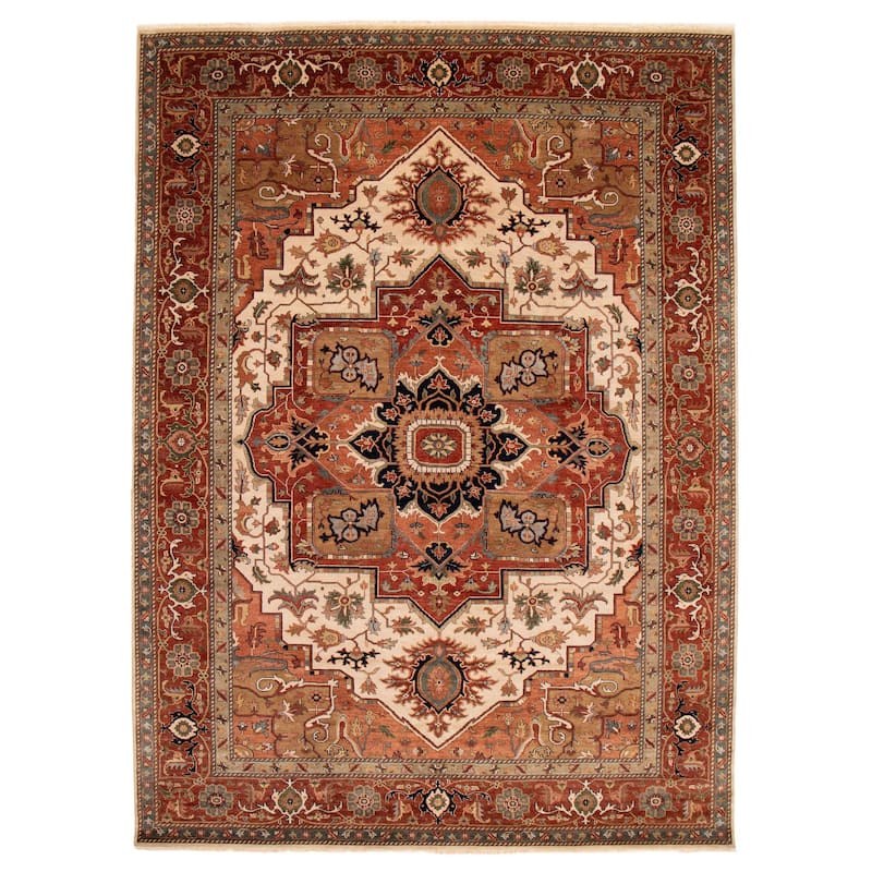 ECARPETGALLERY Hand-knotted Jules Sultane Ivory Wool Rug - 9'10 x 13'9 - Ivory - 9'10 x 13'9