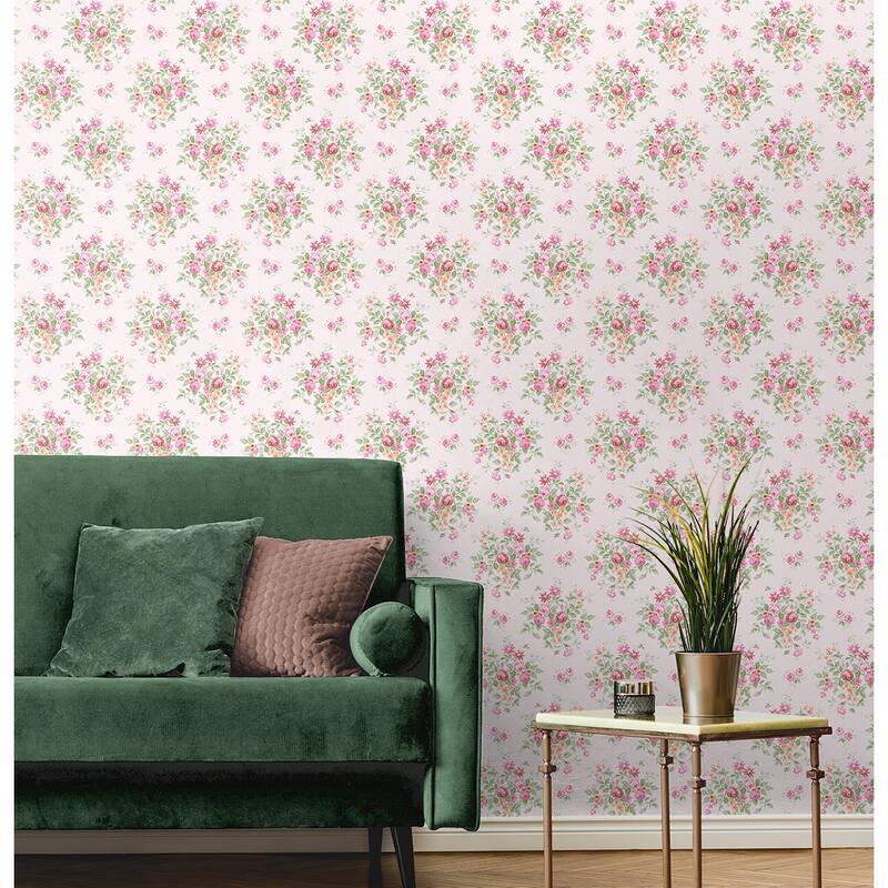 NextWall Floral Bunches Peel and Stick Wallpaper
