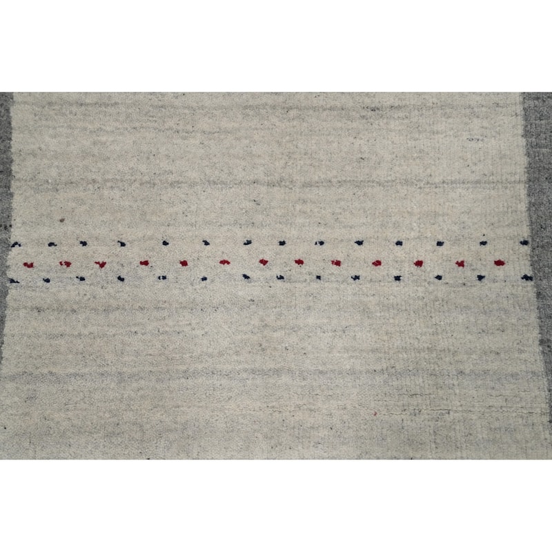 Hand Knotted Oriental 100% Wool Carpet Tribal Animal Pictorial Beige & Ivories Gabbeh Runner Rug - 9' 11'' X 2' 8''