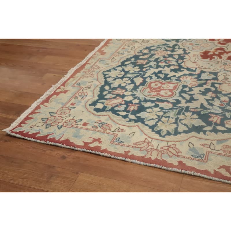 Hand Knotted Oriental 100% Wool Carpet Traditional Floral Oranges & Rust Kerman Area Rug - 12' 5'' X 9' 11''