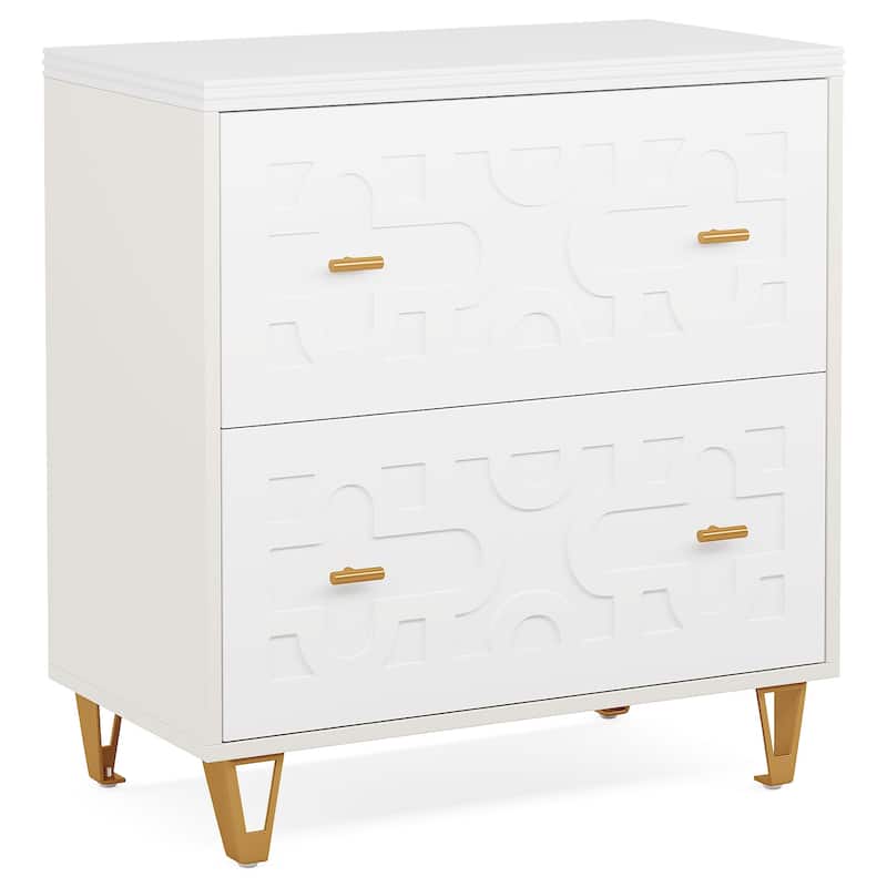 Modern White 2-Drawer File Cabinet, Office Lateral Filing Cabinet for Legal/Letter/A4 Size